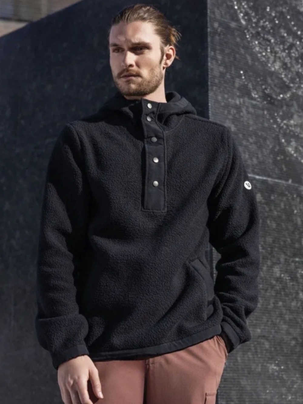 Vuori Men’s Black Sherpa Fleece MORROW HOODIE Sz M